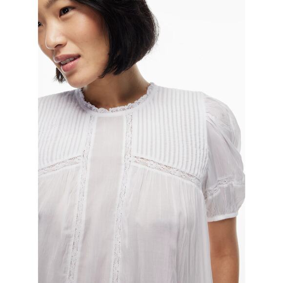 Wilfred Wallflower Blouse Crew Neck Lace Trim White - S - Picture 4 of 7